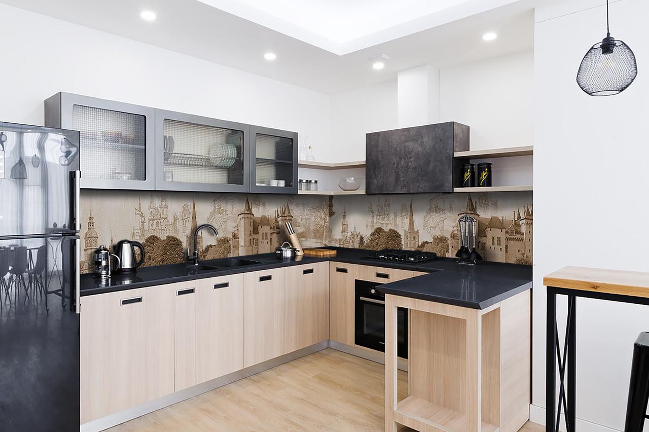 Кухонный фартук Винтажный замок из самоклеющейся виниловой пленки 60х300 см Бежевый