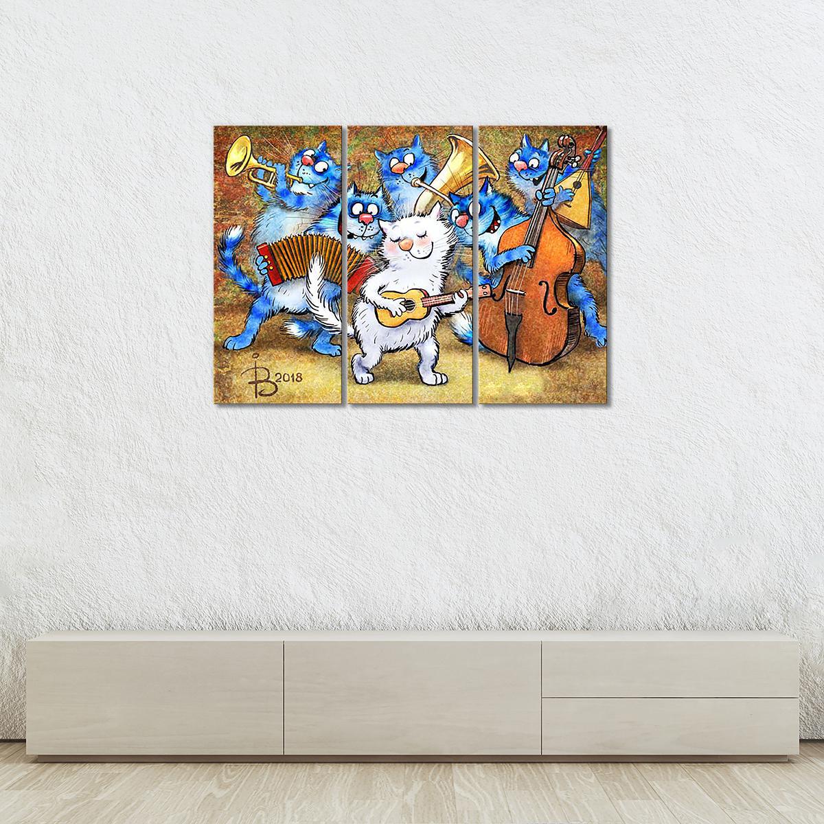 Модульная картина В джазе только девушка 3 модуля общий размер 120x180 см (_rinaz_20181634006)