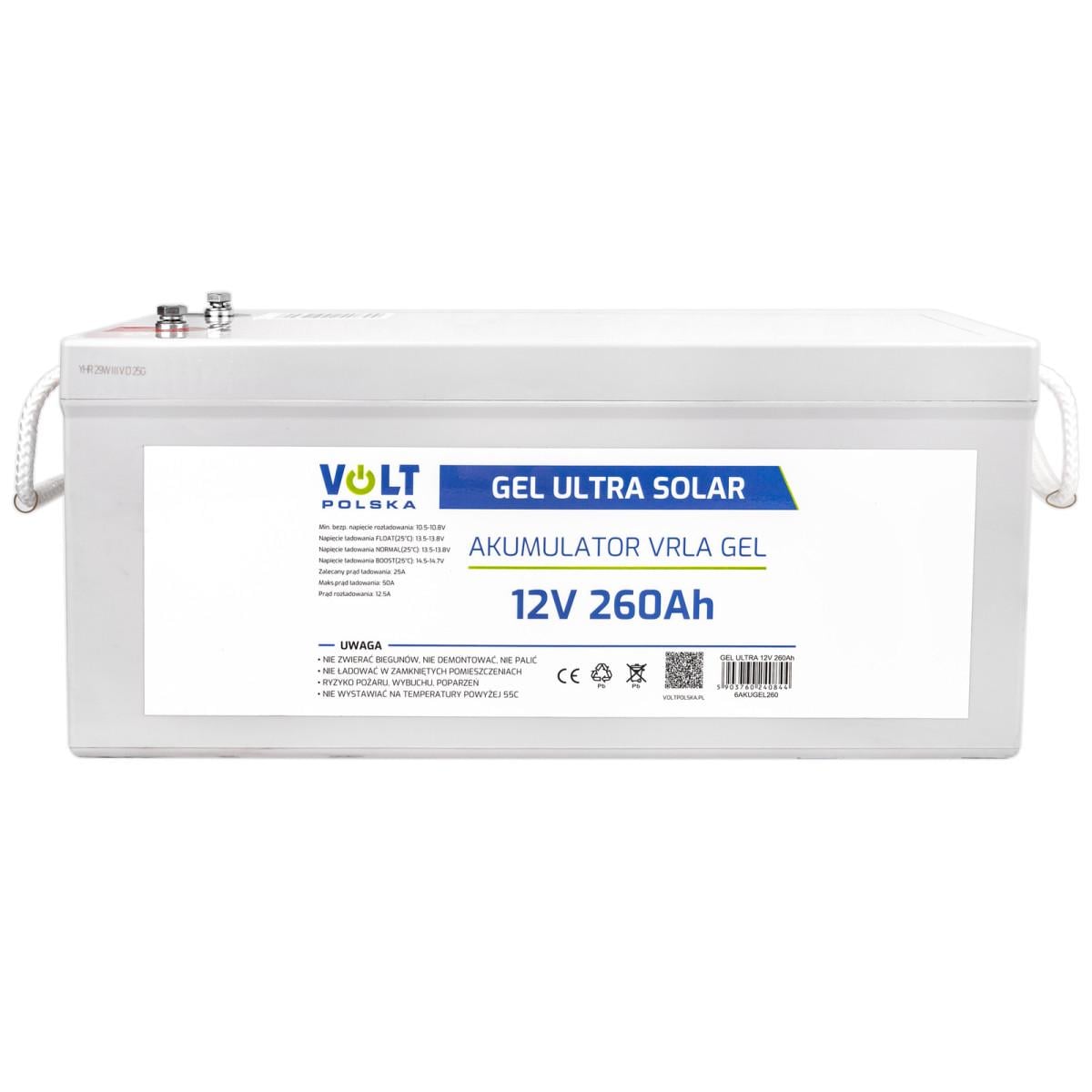 Аккумулятор гелевой Volt Polska VPRO Premium VRLA 12V 260 Ah (6AKUGEL260)