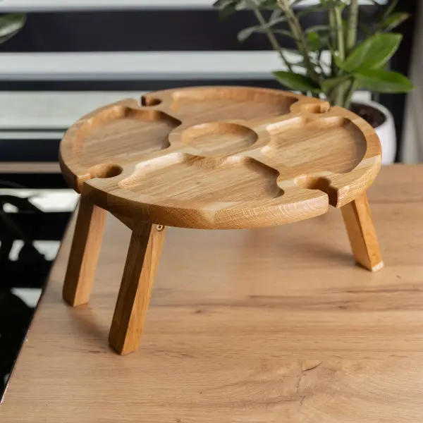 Столик винный круглый из дерева 35х35х18 см на ножках (BWR35018S) - фото 5