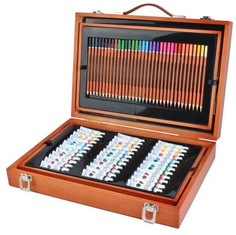 Набір для малювання в дерев'яному кейсі 177 елементів