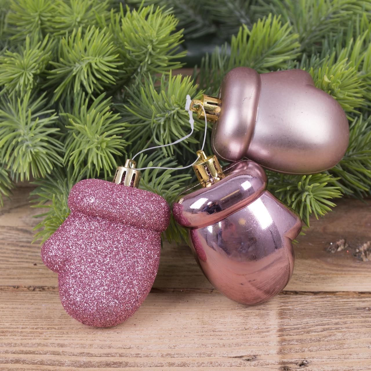 Елочные игрушки Варежки 3 шт. Розовый (3358-3)