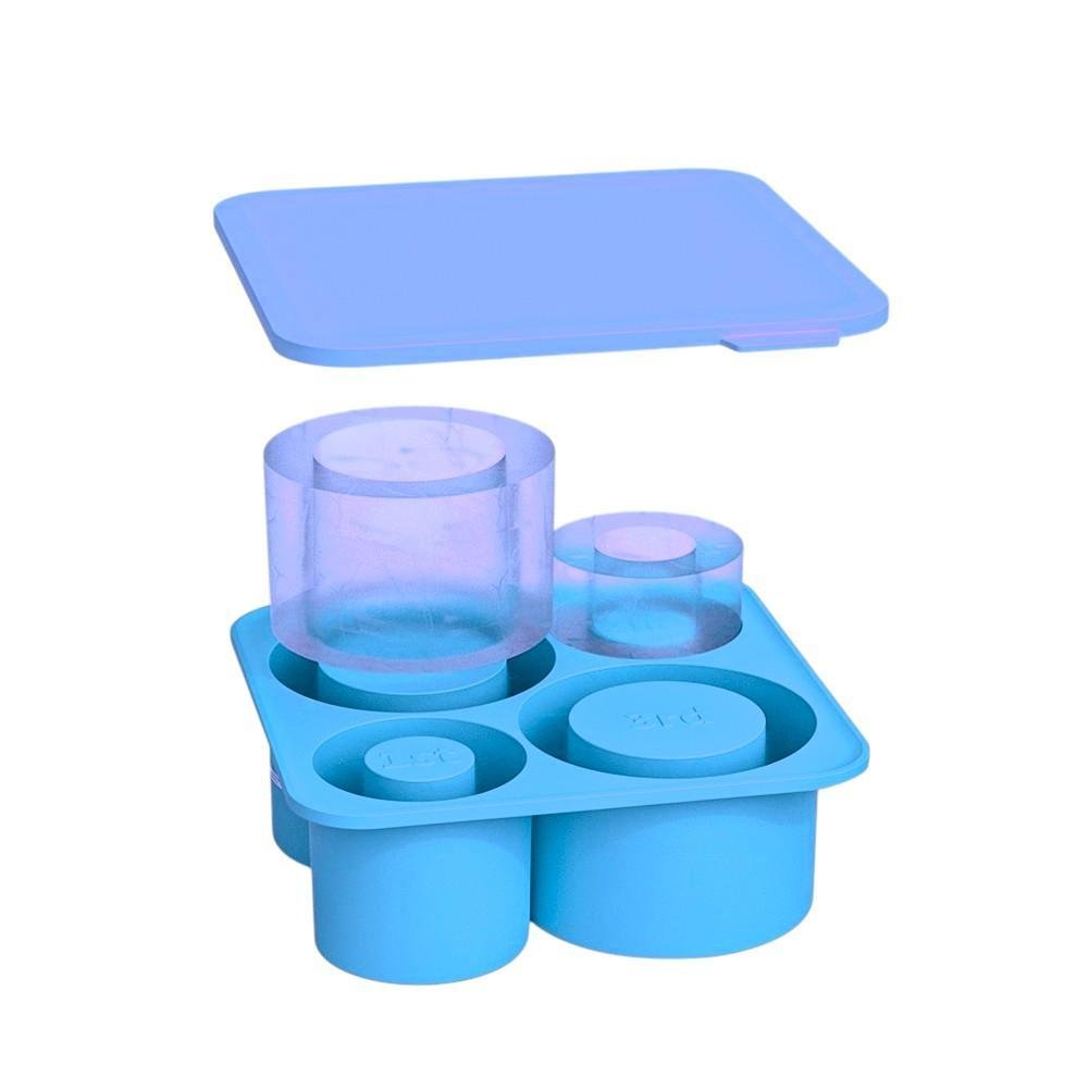 Форма для льоду силіконова Стопки з кришкою 4 комірки Блакитний (Е051587)