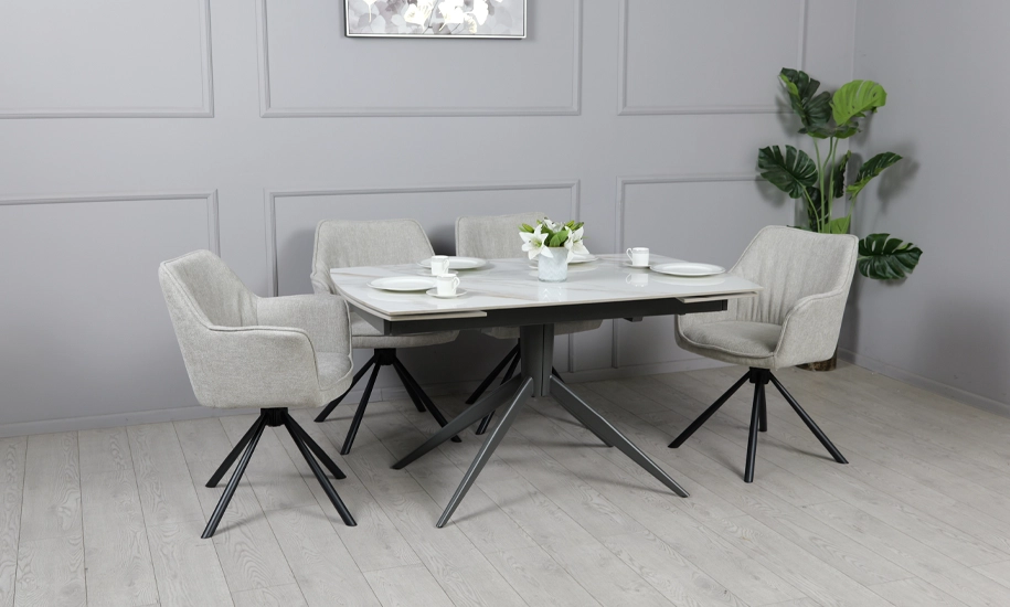 Стол Вираж черные ножки 1400/2000x900x750 мм Молочный глянец (2147486769) - фото 10