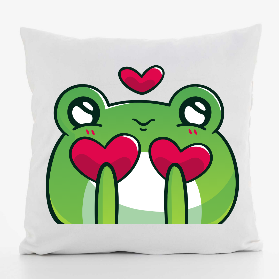 Подушка декоративная с принтом Жаба с сердцем габардин 30х30 см (1312)