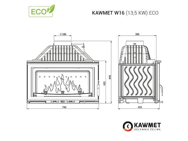 Топка камінна KAWMET W16 Premium 14,7 кВт - фото 12