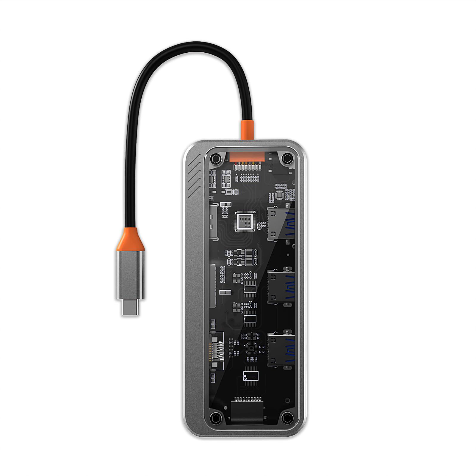 USB-хаб 10в1 PD100W USB 3.0/RJ45/Type-C (14023044)