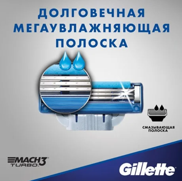 Картриджи кассеты GILLETTE Mach 3 Turbo 8 шт. (567711) - фото 2