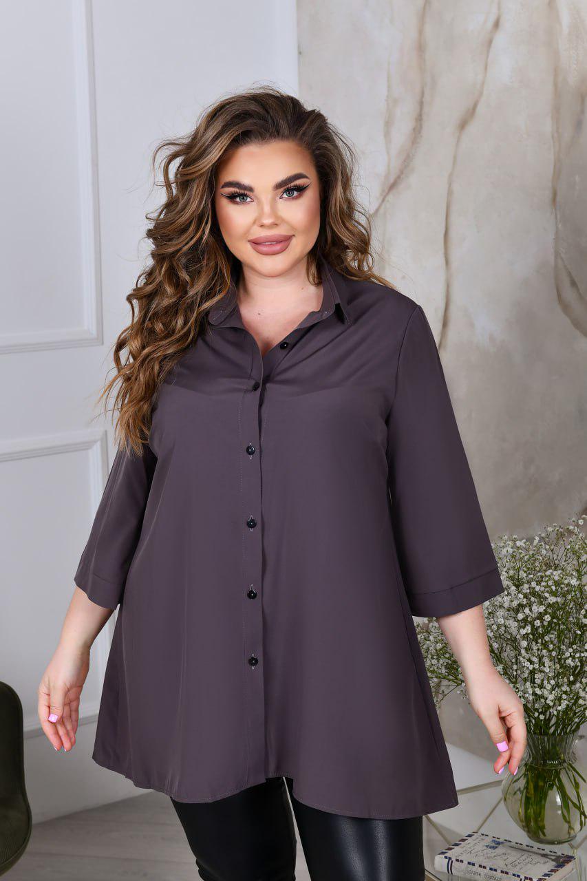 Блузка свободного фасона р. 60-62 Графит (7018) - фото 5 Блузка свободного фасона р. 60-62 Графит (7018) - фото 5