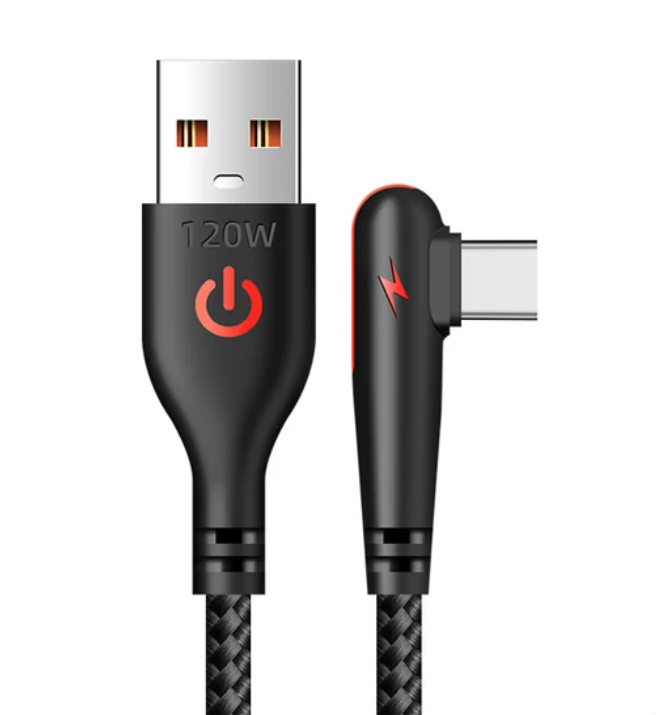 Кабель для швидкої зарядки плетений USB Type C Чорний