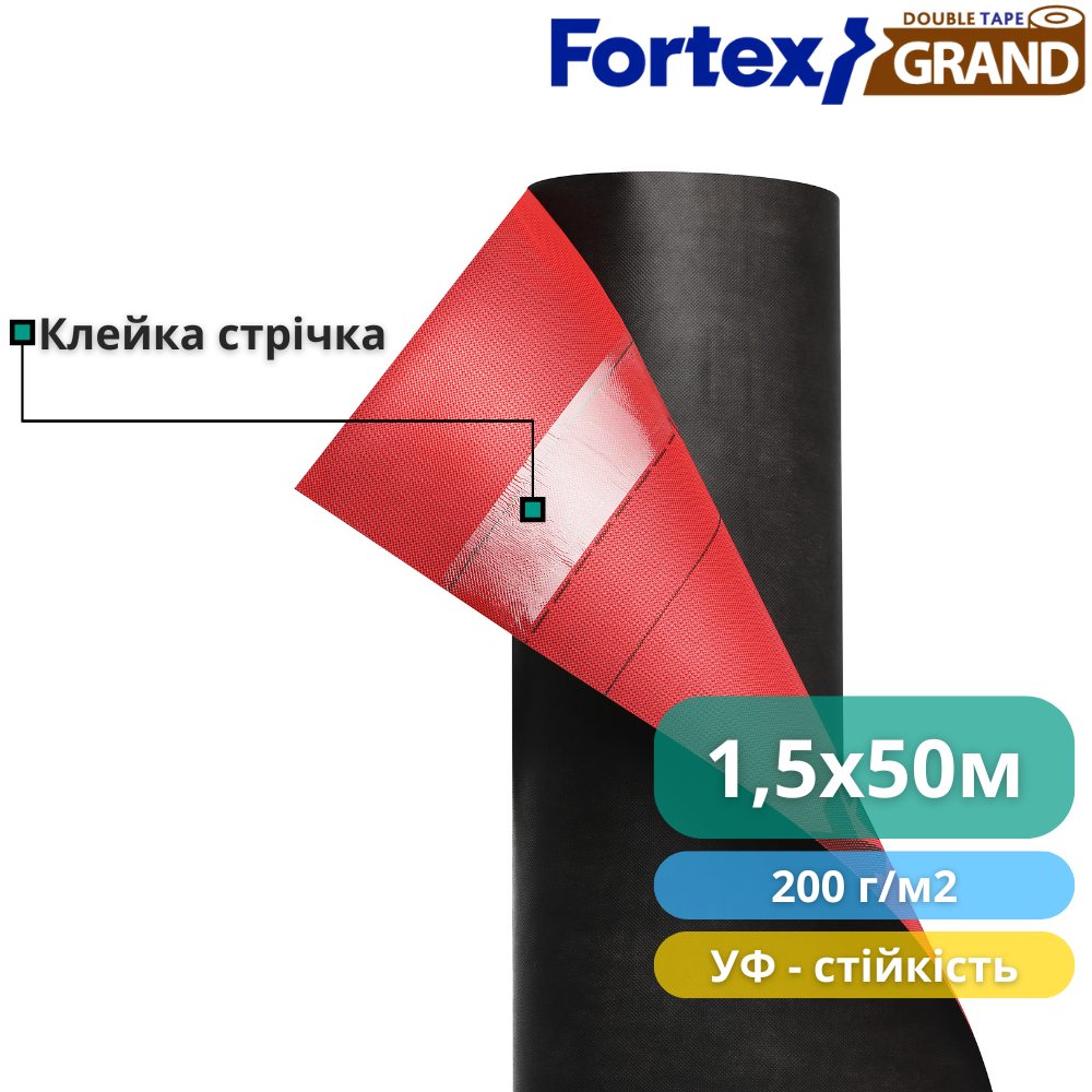 Мембрана дифузійна Fortex Grand 2 Tape 1,5x50 м 75 м2 200 г/м2 Червоний/Чорний (391097) - фото 4 Мембрана дифузійна Fortex Grand 2 Tape 1,5x50 м 75 м2 200 г/м2 Червоний/Чорний (391097) - фото 4