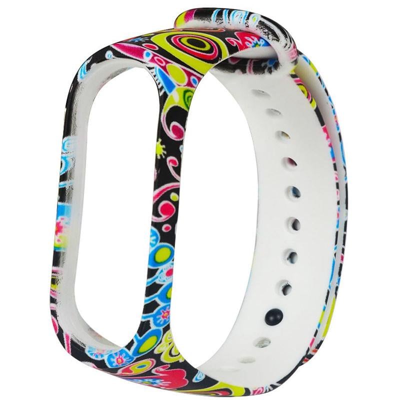 Ремінець силіконовий з малюнком для Xiaomi Mi Band 3/4 Black (00000026065_27)