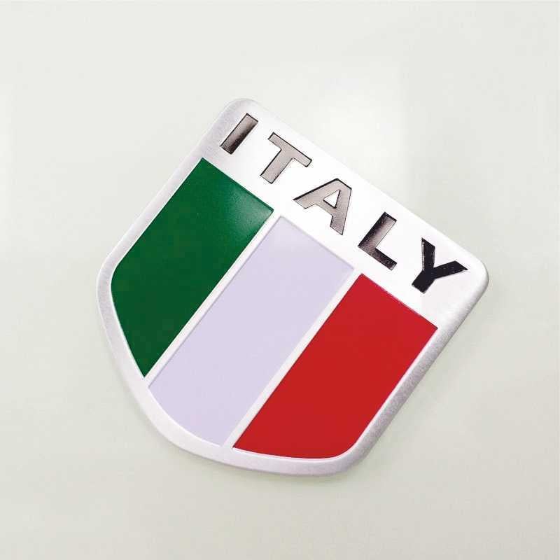Эмблема алюминиевая флаг Италии с надписью Italy 5х5 см. (1092771154)