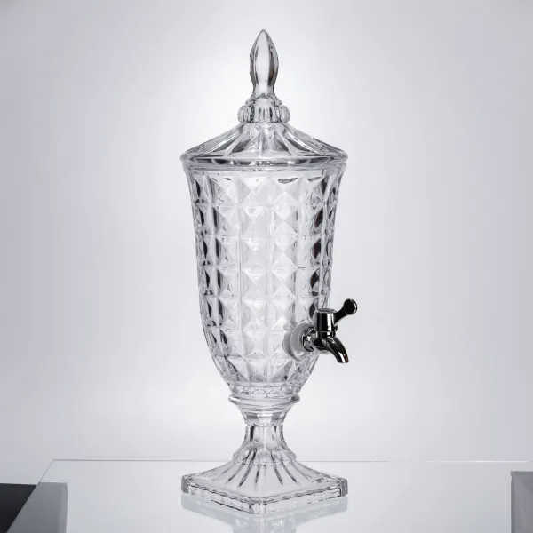 Лимонадница на ножке с краном из толстого стекла 2 л Прозрачный - фото 2