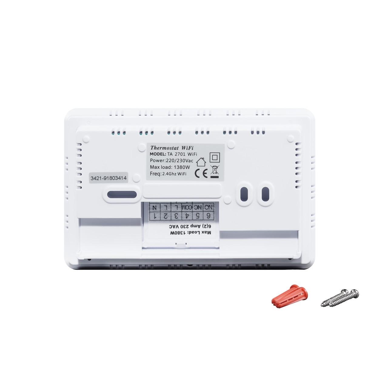 Термостат недельный программируемый Thermo Alliance ТА-2701WiFi сенсорный с WiFi (2608668163) - фото 4 Термостат недельный программируемый Thermo Alliance ТА-2701WiFi сенсорный с WiFi (2608668163) - фото 4