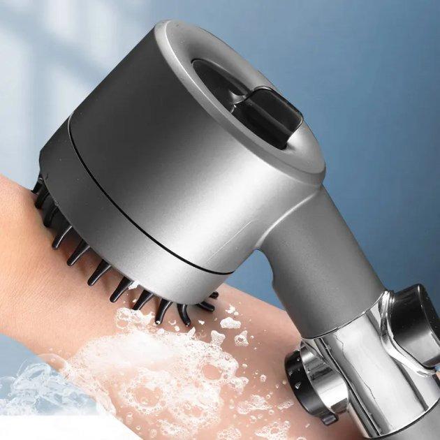 Лейка массажная для душа Turbocharged Shower Head с вращением 360° Серый (235U) - фото 7