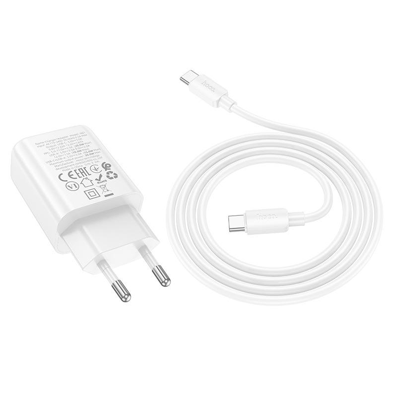 Зарядное устройство Hoco N61 2хUSB-C/USB-A быстрая зарядка PD/QC Type-C x Type-C Белый (30142037) - фото 3