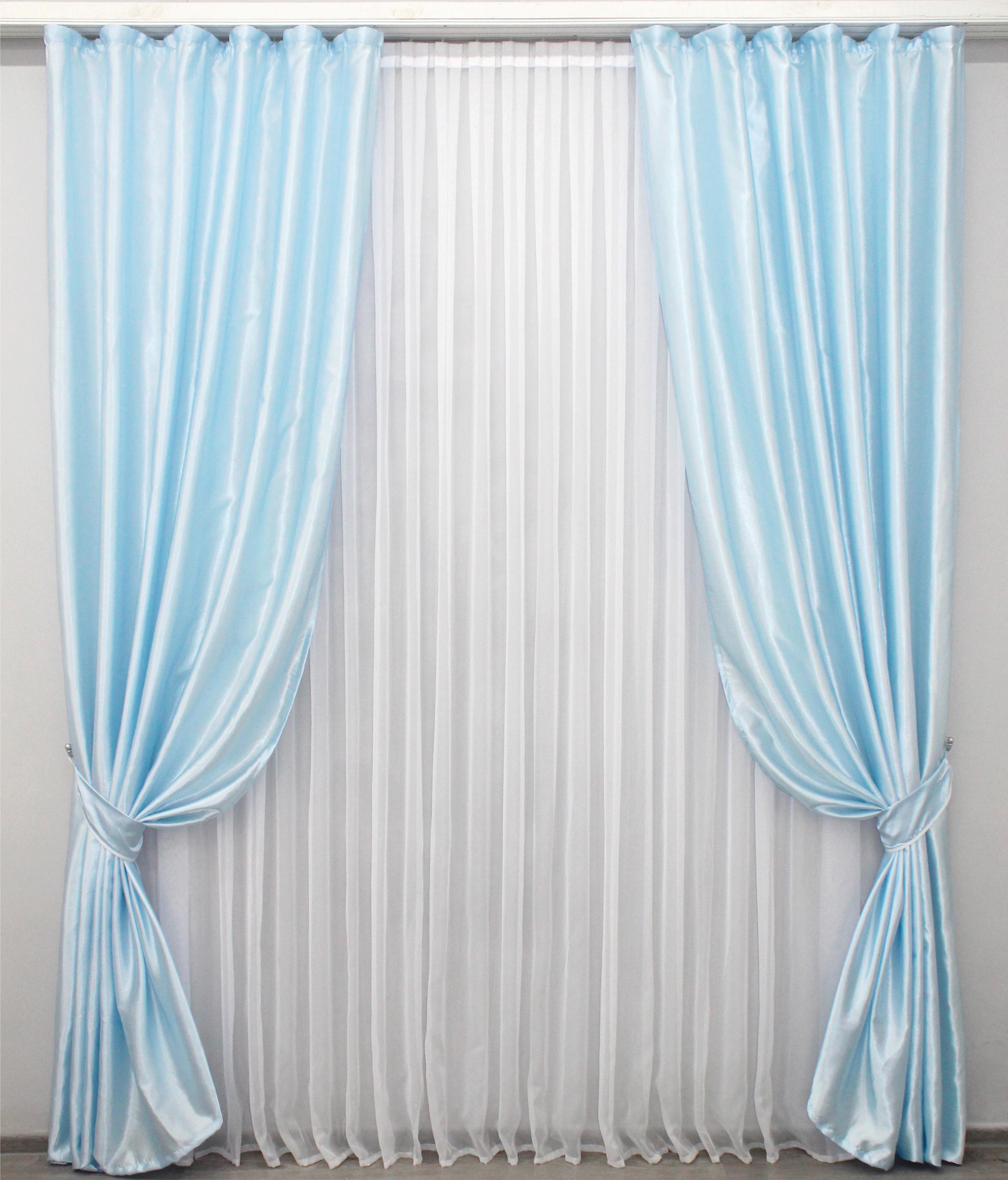 Комплект штор VR-Textil Атлас № 743ш 150х270 см 2 шт. Голубой (30-525)