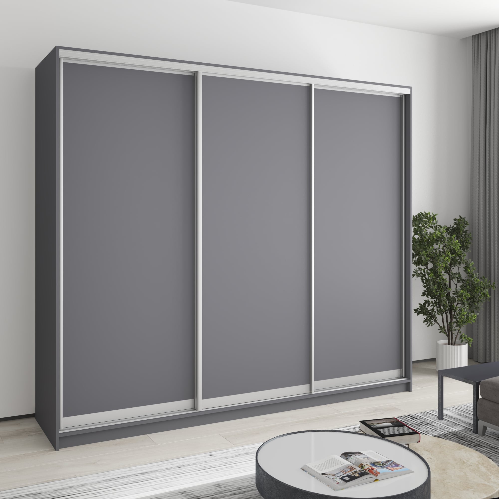 Шкаф-купе трехдверный Mebel Star Комбо AL MBS-3300 240х60х210 см Антрацит (1004470) Шкаф-купе трехдверный Mebel Star Комбо AL MBS-3300 240х60х210 см Антрацит (1004470)