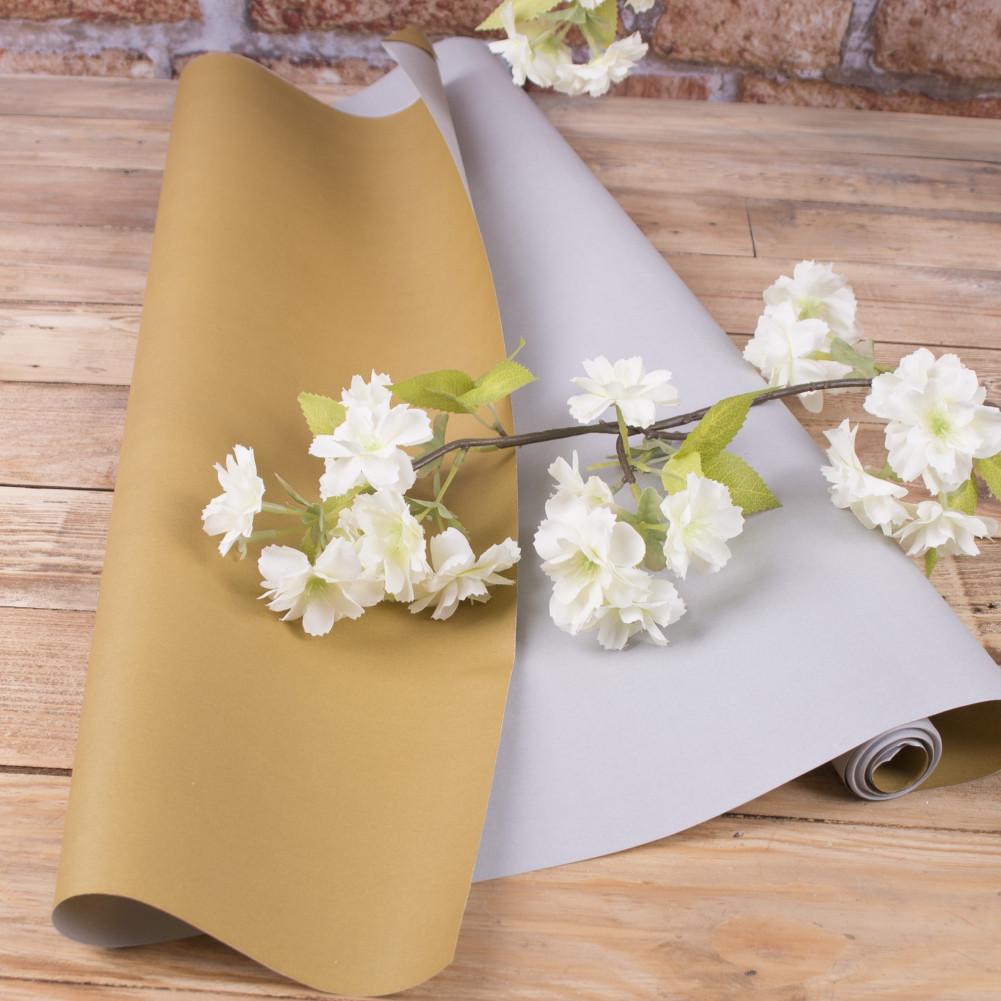 Бумага флористическая двусторонняя Серебряный/Золотой (215-18)