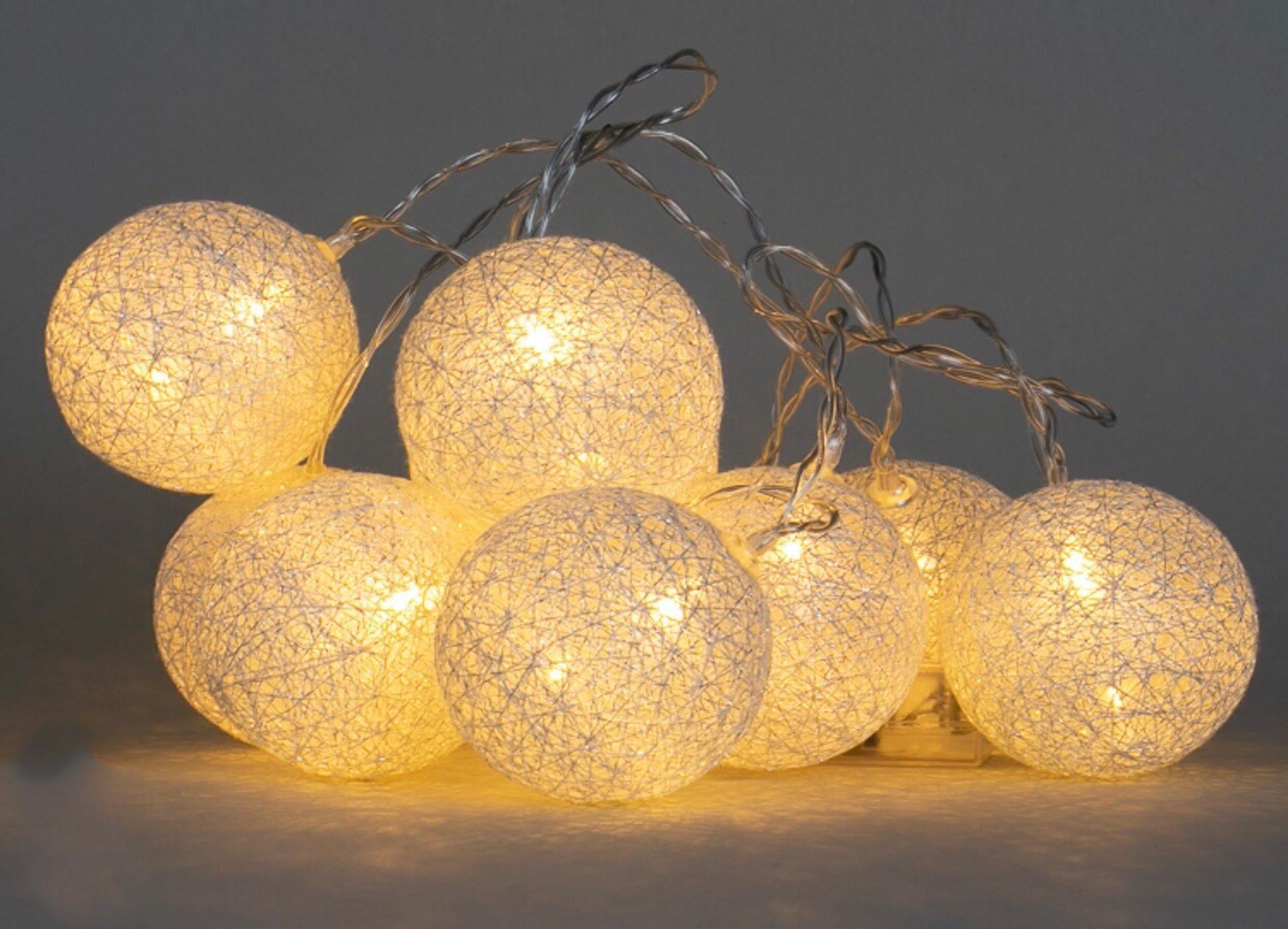 Тайские фонарики 10 шариков Серебренный