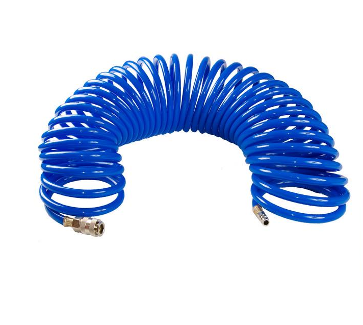 Шланг пневматический спиральный Mastertool PU с быстросъемными соединениями 15 атм 8х12 мм 15 м
