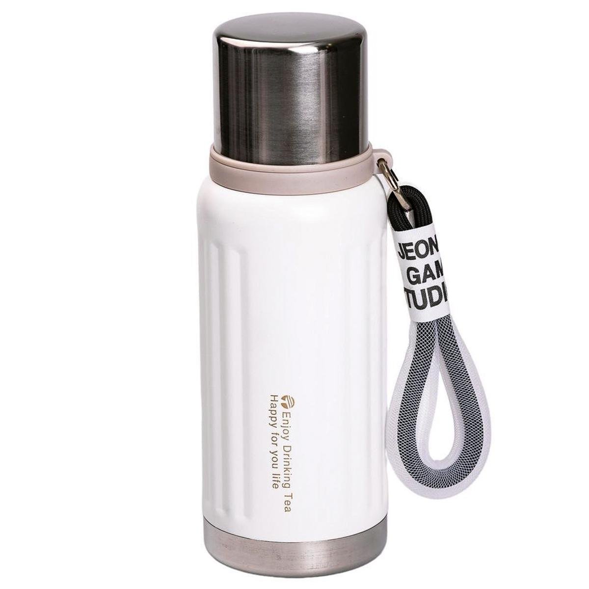 Термос Enjoy з фліп кришкою та ремінцем 600 мл Білий (HP-14-9W) - фото 1 Термос Enjoy з фліп кришкою та ремінцем 600 мл Білий (HP-14-9W) - фото 1