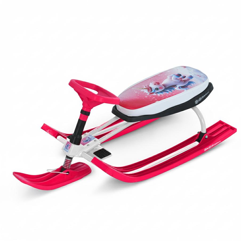 Снігокат MS 1778-10 Unicorn низька рама/сидіння з екошкіри 45х21 см/кермо металопластик Біло-рожевий (30268699)