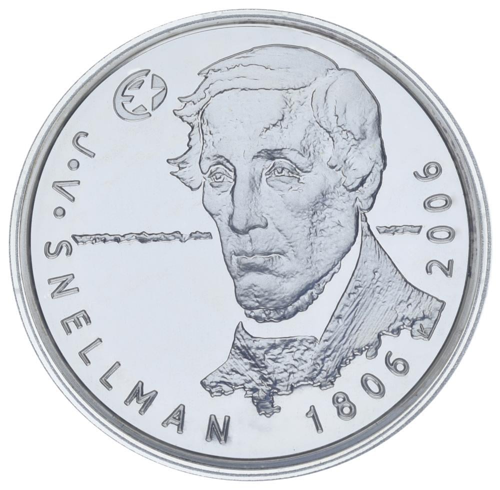 Коллекционная монета Финляндия 10 евро 2006 серебро UNC 200 лет со дня рождения Йохана Вильгельма Снелмана Ag 925/25,5 г (М22679)