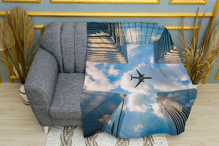 Плед 3D Plane Over the City плюш двухслойный 135х150 см (114323-2)