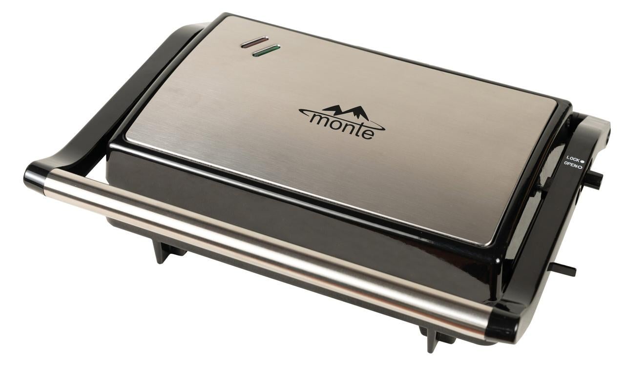 Мини-гриль электрический Monte MT-3302 с мраморно-керамическими пластинами/раскрытием 180° 1000 Вт Черный (33147855)
