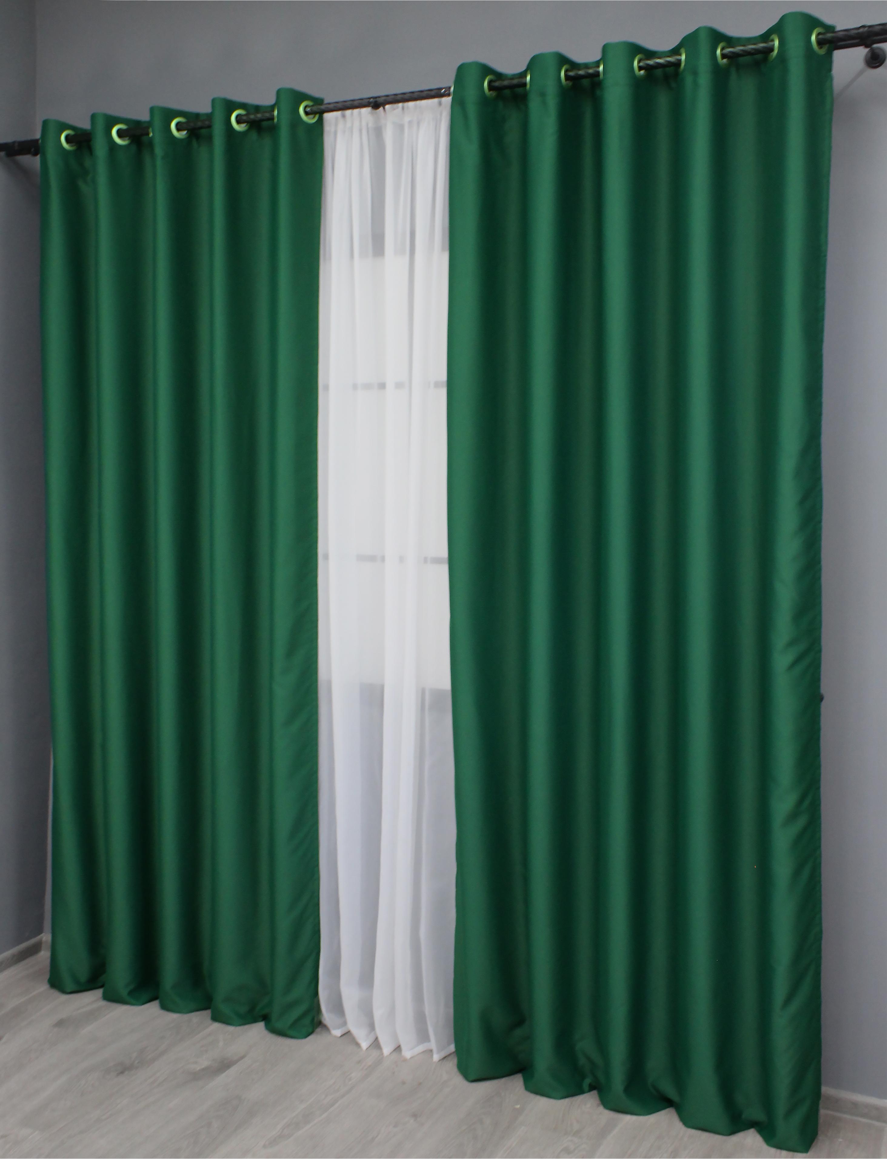 Комплект штор на люверсах VR-Textil Midnight № 1398ш 150х270 см 2 шт. Зелений (37-0138) - фото 5 Комплект штор на люверсах VR-Textil Midnight № 1398ш 150х270 см 2 шт. Зелений (37-0138) - фото 5