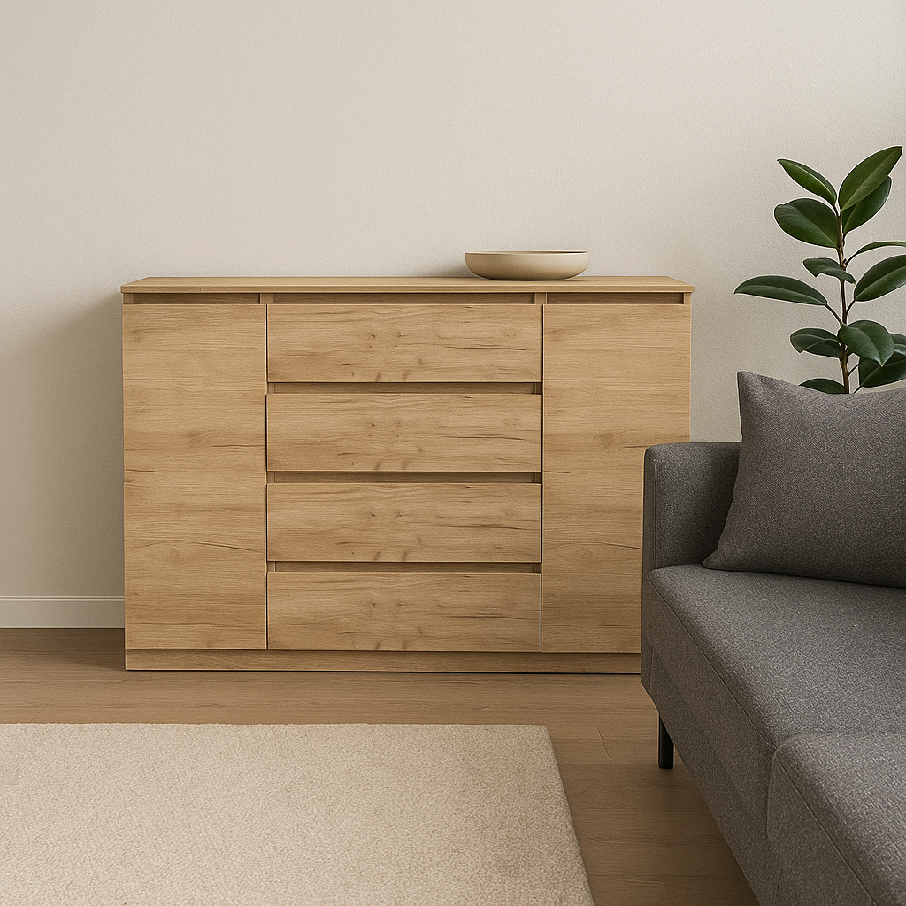 Комод MEBEX на 4 шухляди з боковими тумбами 160х40х100 см Дуб Крафт (VERTO4B1600DC) - фото 2