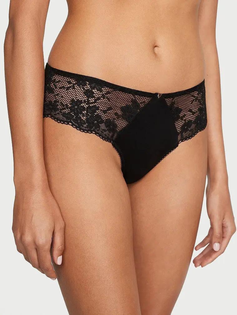 Трусики кружевные Victoria's Secret Cloud Lace Hiphugger Panty Black M Черный (26675493)