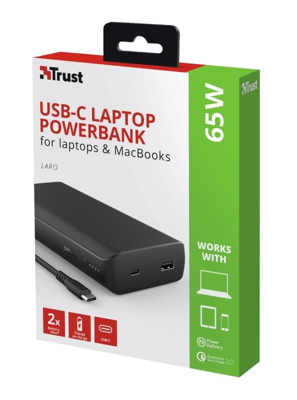 Портативний зарядний пристрій Trust Laro 65 W USB-C 20000 mAh Black - фото 12