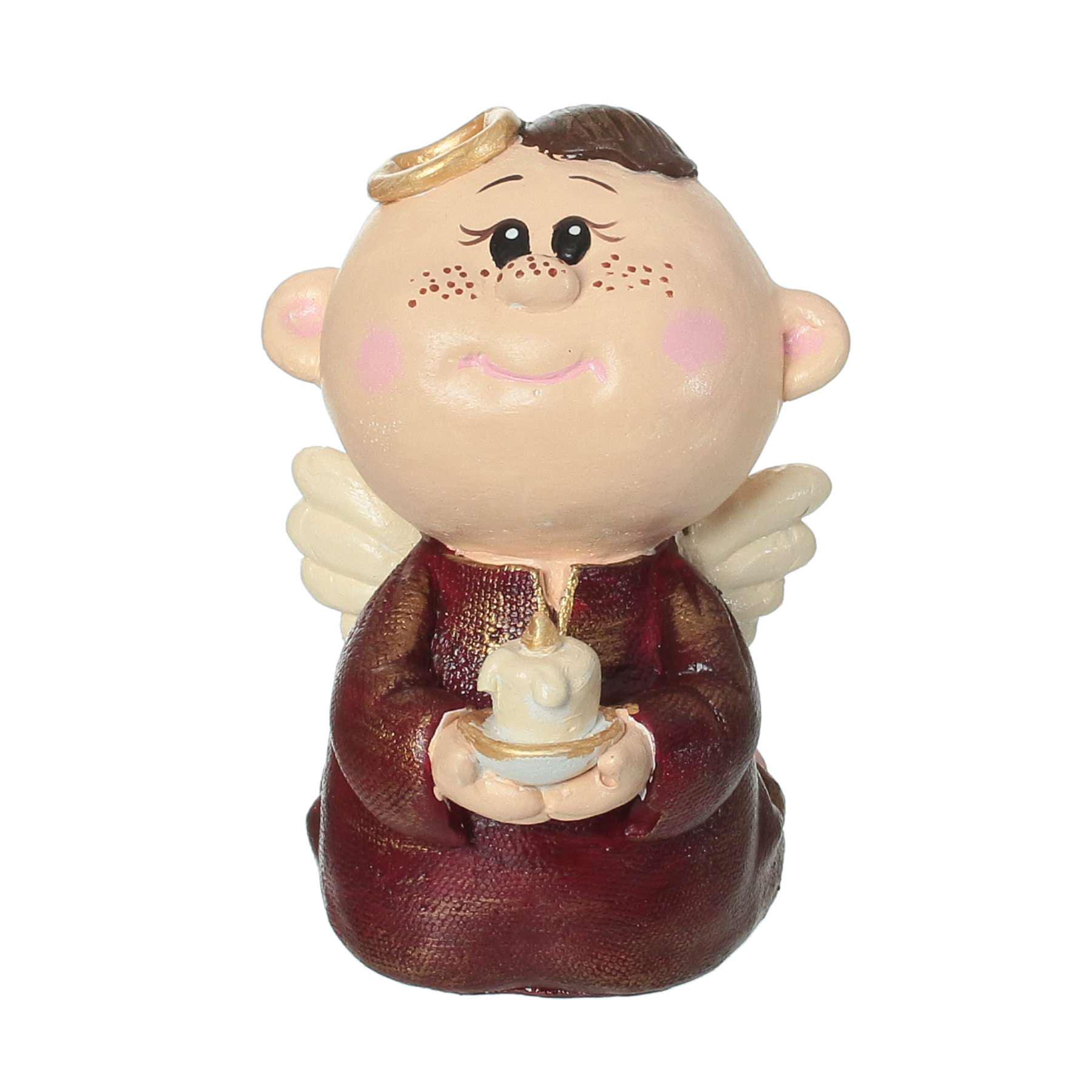 Сувенир декор для дома Ангелок со свечкой №1 ручная работа гипс 18 см