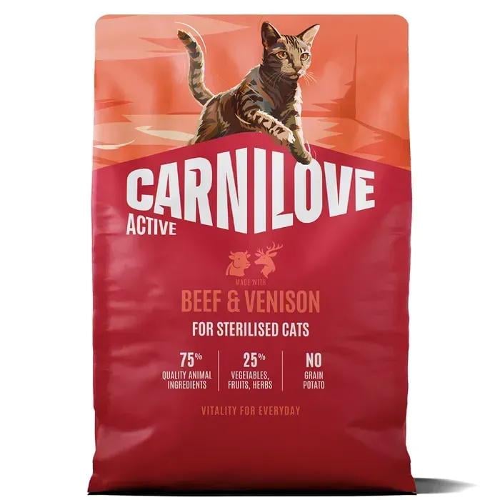 Корм сухий Carnilove Active Beef & Venison Sterilised для стерилізованих кішок яловичина та оленина 2 кг (173704)
