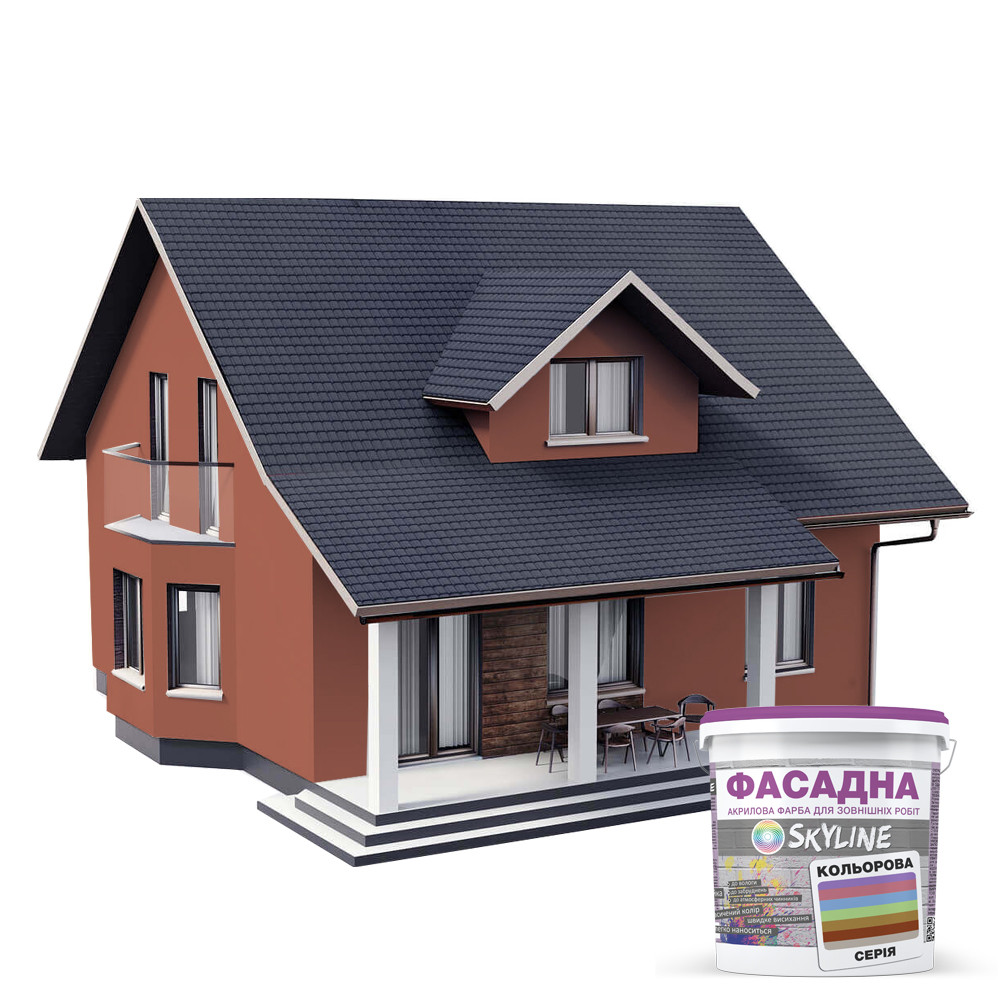 Фарба акрил-латексна фасадна Skyline 3040-Y70R 3 л Глина (650c0cd34bc23147a0718b68) - фото 3 Фарба акрил-латексна фасадна Skyline 3040-Y70R 3 л Глина (650c0cd34bc23147a0718b68) - фото 3