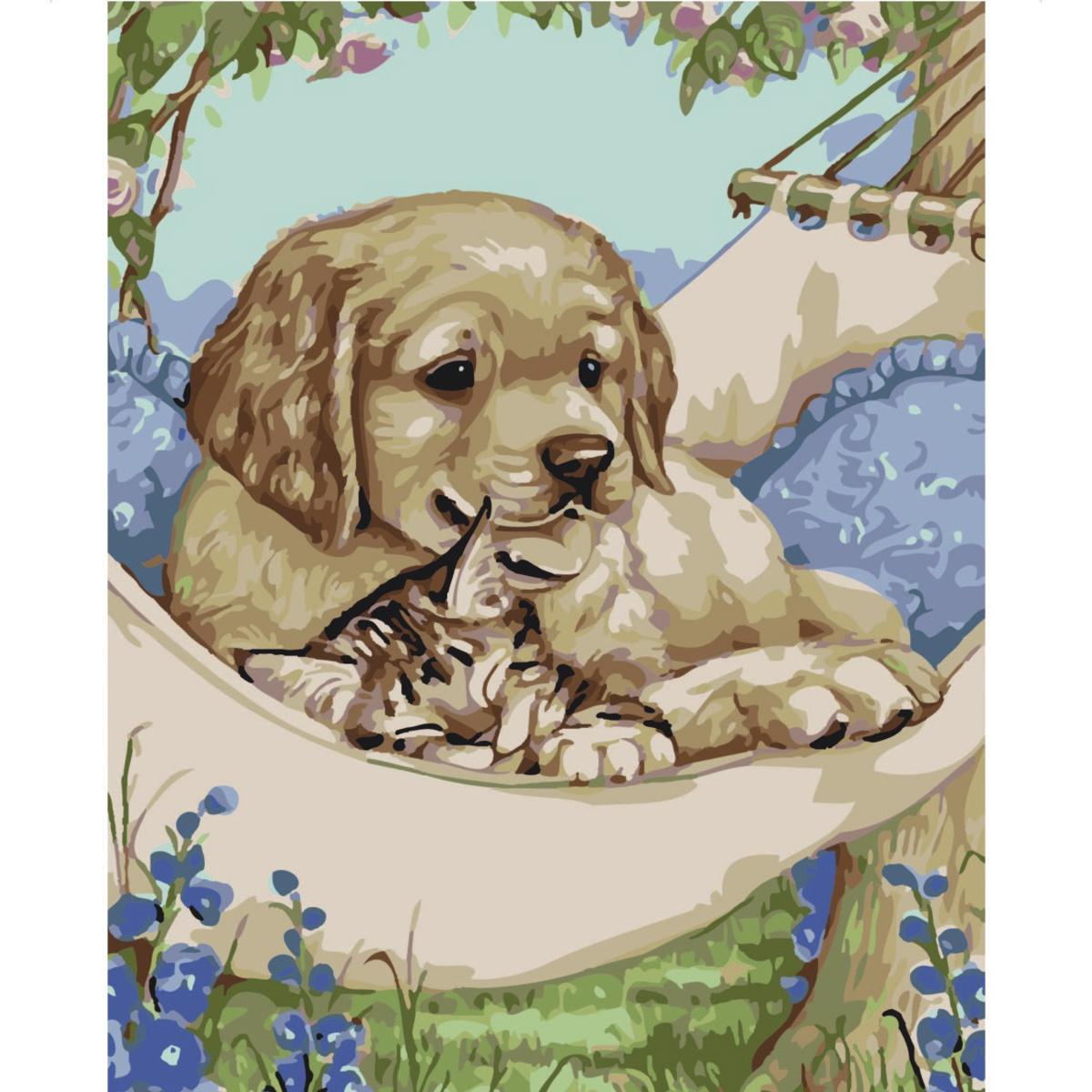 Картина по номерам Strateg Друзья в гамаке 30x40 см (SS-6404)