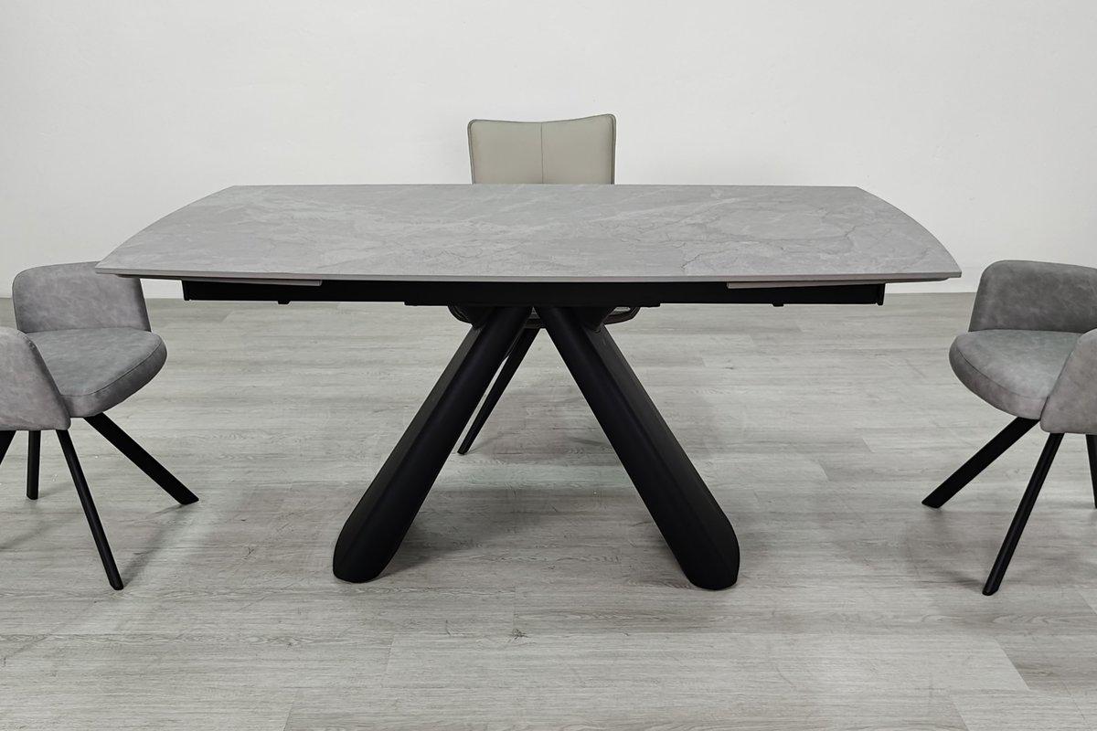 Стол обеденный раскладной Intarsio GreySON CERAMIC 160-240х90 см Серый матовый/Черный (GREYSON160) - фото 4 Стол обеденный раскладной Intarsio GreySON CERAMIC 160-240х90 см Серый матовый/Черный (GREYSON160) - фото 4