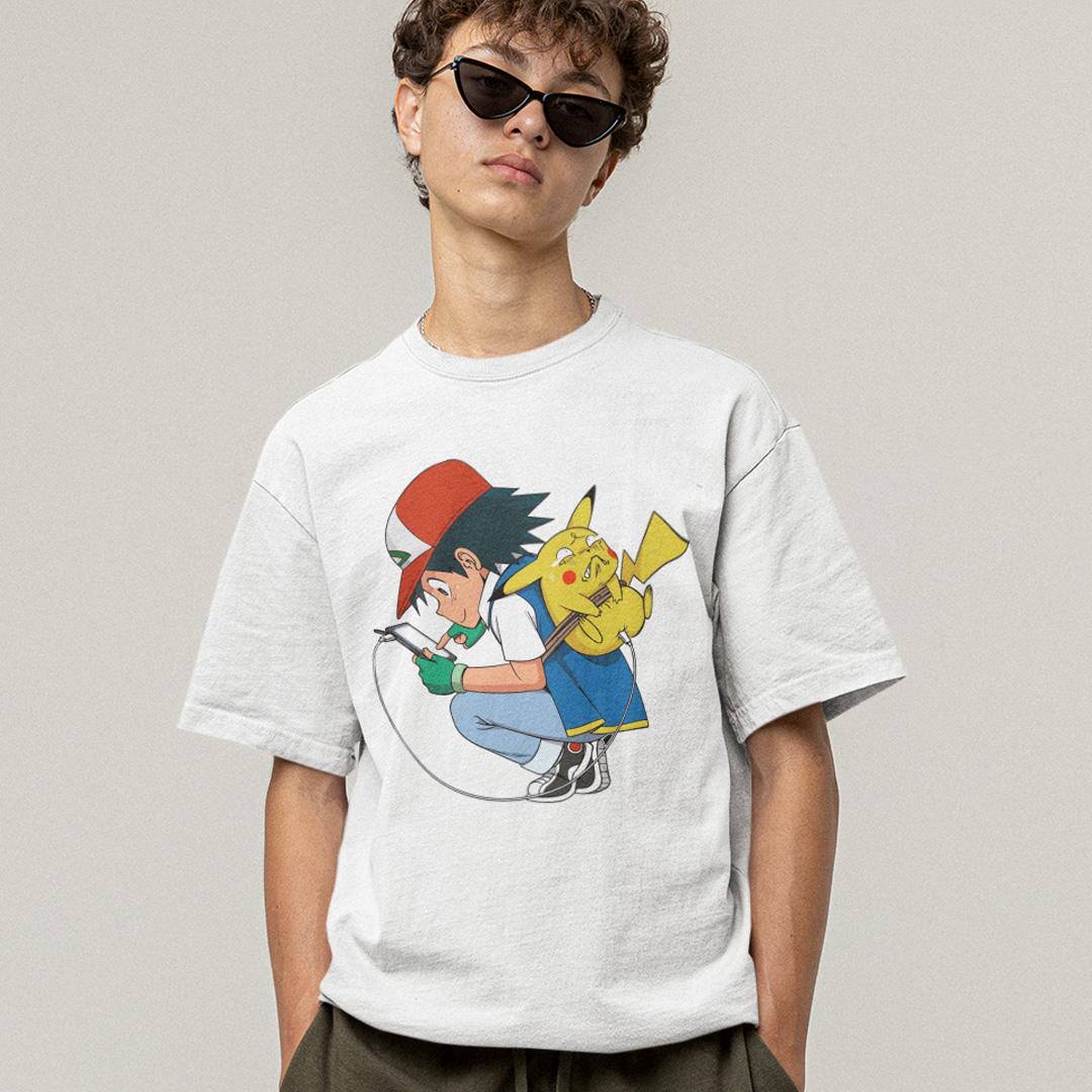 Футболка унисекс Pockemon Ash Ketchum And Pikachu wht 3XL Белый (0000011543)