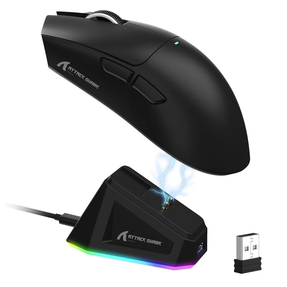 Компьютерная мышка беспроводная Attack Shark X11 PAW3311 с зарядной док станцией Черный - фото 2