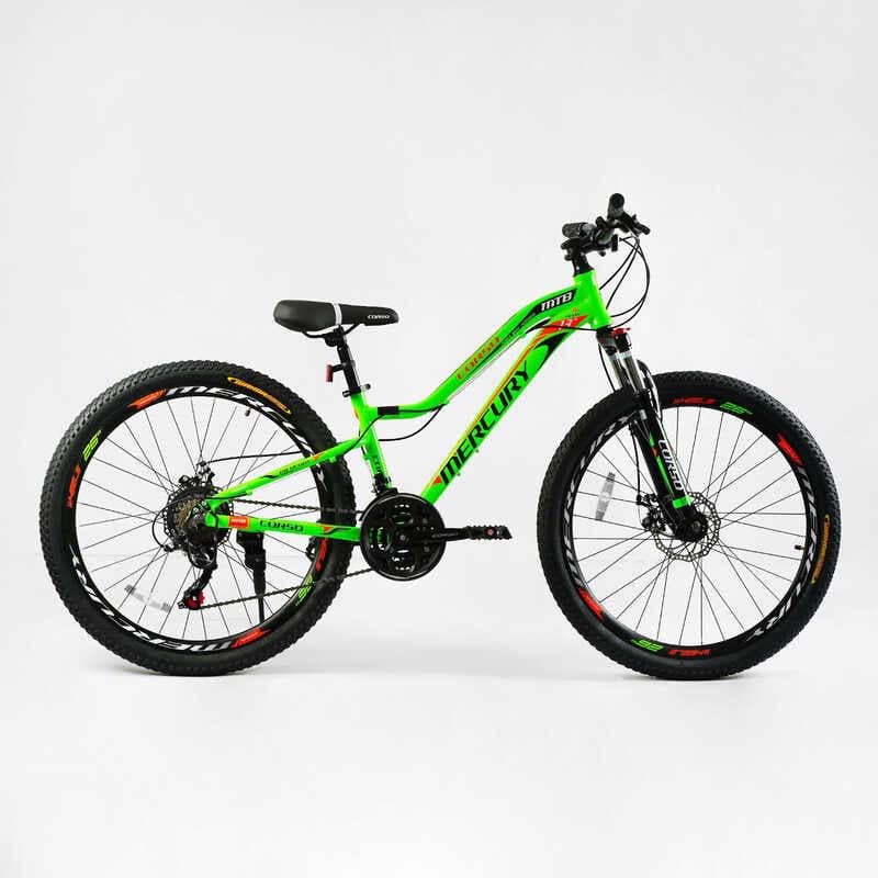 Велосипед спортивный Corso MERCURY 26" 21 скорость алюминиевая рама 13" переключатели Shimano Green (138273)