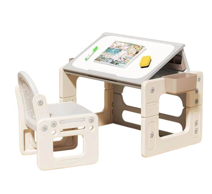 Детский столик и стул-трансформер BabyPods 4в1 с мольбертом для обучения/творчества и игры Бело-серый (1233DFR) Детский столик и стул-трансформер BabyPods 4в1 с мольбертом для обучения/творчества и игры Бело-серый (1233DFR)