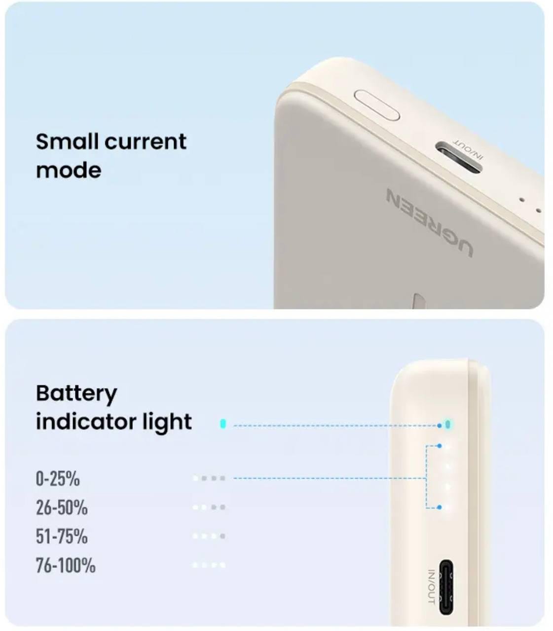 Повербанк UGREEN PB561 10000 mAh 20W Green (45359) - фото 9 Повербанк UGREEN PB561 10000 mAh 20W Green (45359) - фото 9