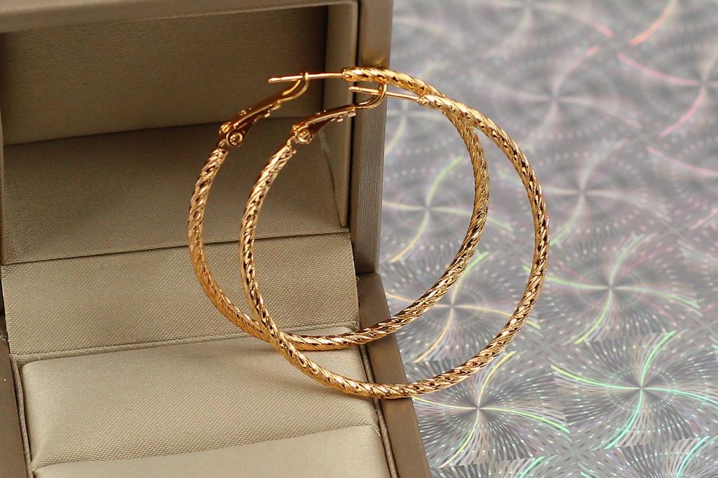 Серьги кольца Хuping Jewelry Жгут крученый 4,5 см Золотистый (1765247506)