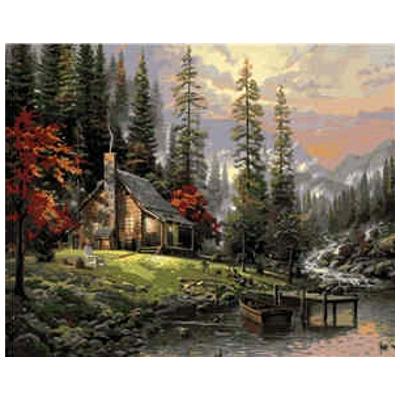 Набор для росписи по номерам Strateg Хижина в лесу 40х50 см (VA-2127-mt)