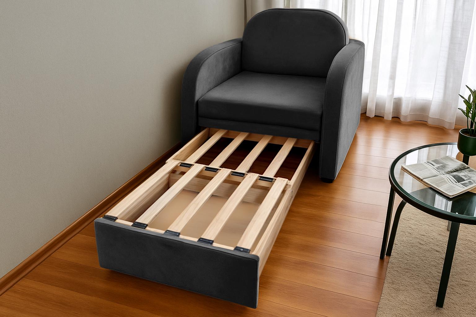 Крісло-диван м'яке розкладне Tobi Sho Дрім велюр Mars 1140х850х730 мм Графіт - фото 2 Крісло-диван м'яке розкладне Tobi Sho Дрім велюр Mars 1140х850х730 мм Графіт - фото 2