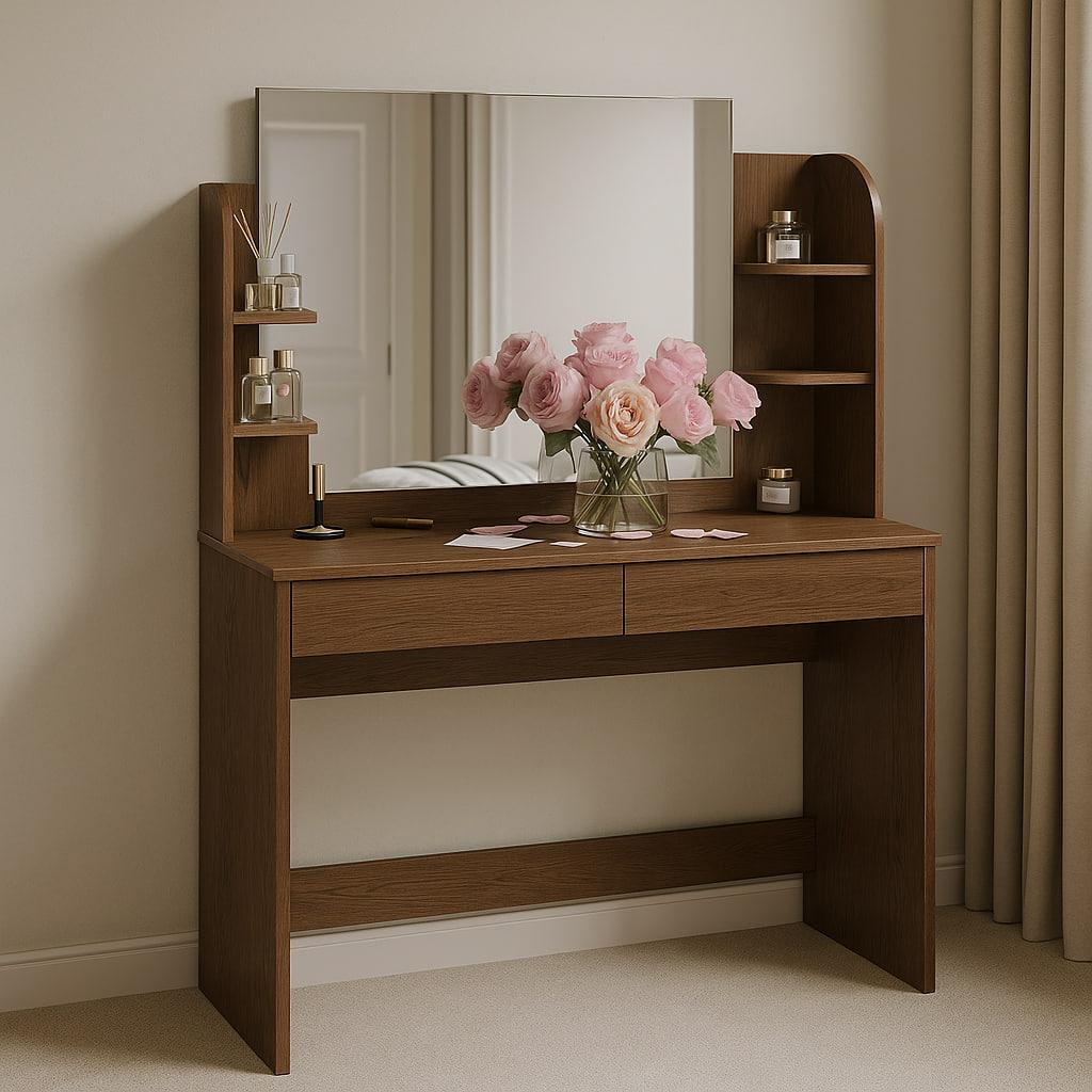 Туалетний столик New and Classic із квадратним дзеркалом 1250x1000x400 мм Дуб родос темний (ТЗ-2-1) - фото 2 Туалетний столик New and Classic із квадратним дзеркалом 1250x1000x400 мм Дуб родос темний (ТЗ-2-1) - фото 2