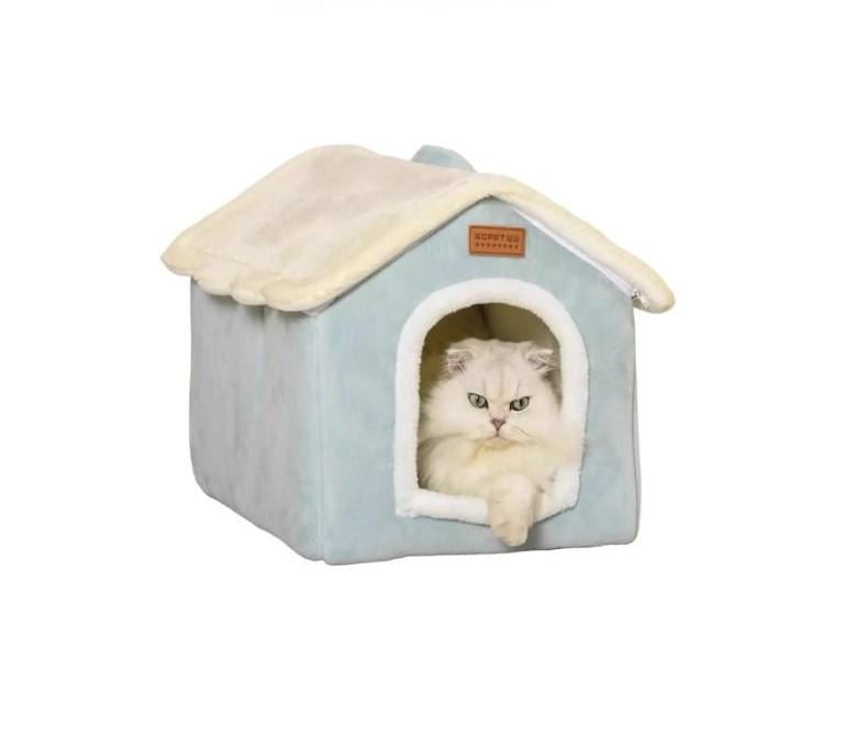 Домик-лежак мягкий плюшевый Pet House для домашних собак и кошек 52x43x50 см L Голубой (PH524350)